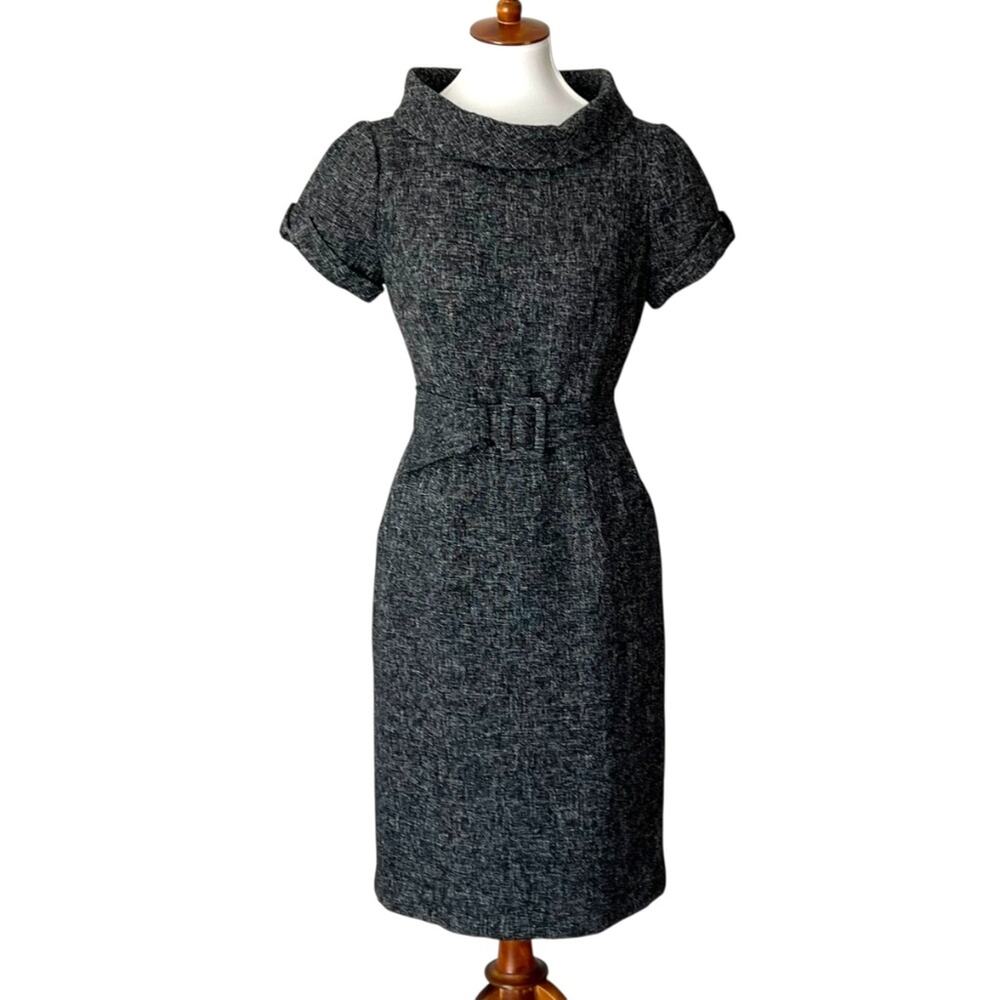 Vintage 6 Dress Small Minimalist Retro 60s Classic Wool Blend Quiet Luxury Work
